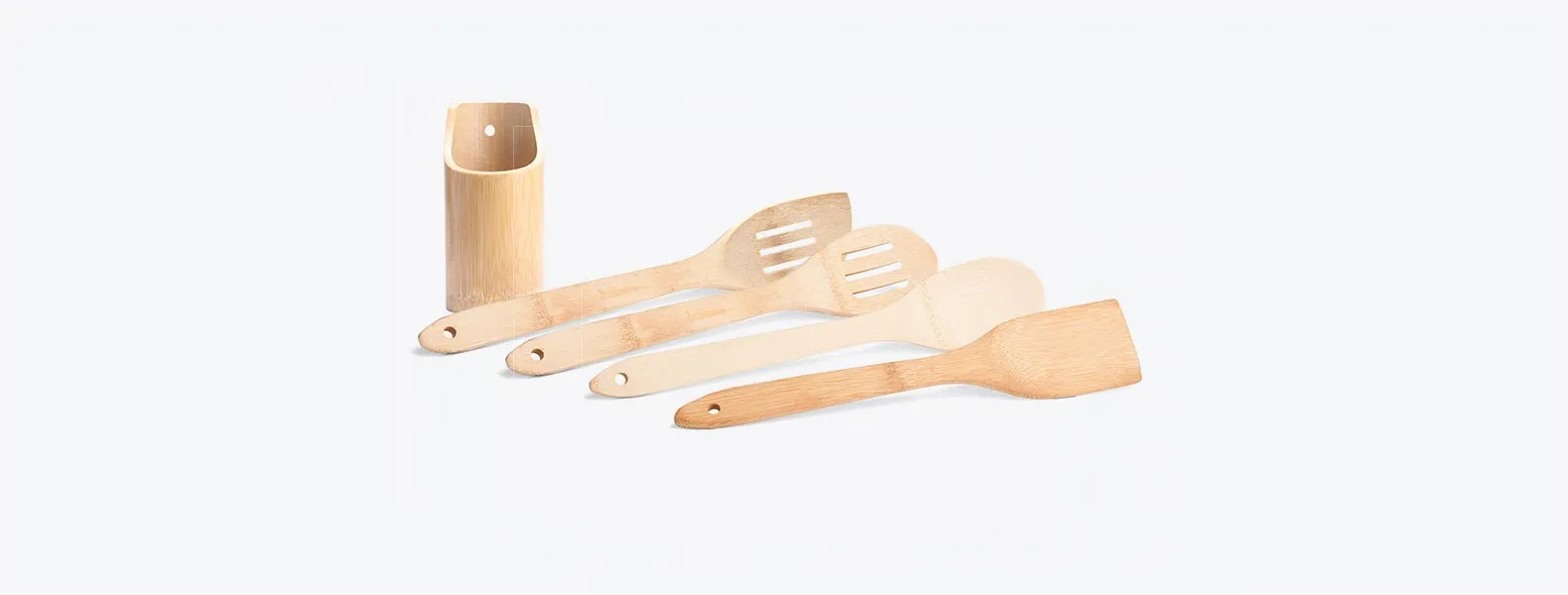 CONJUNTO DE UTENSÍLIOS EM BAMBU - 5 PÇS