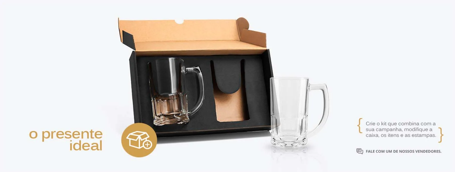 KIT COM CANECAS DE VIDRO PARA CHOPP DE 340 ML