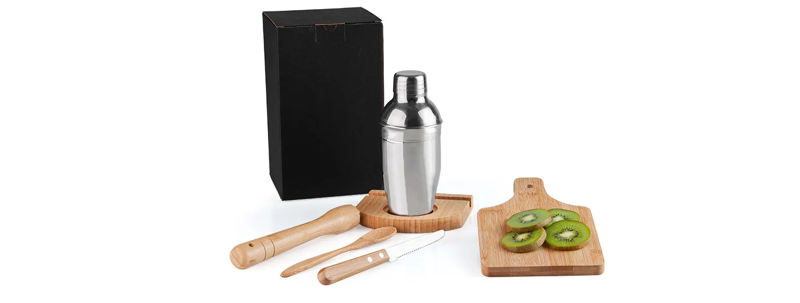 KIT PARA CAIPIRINHA EM BAMBU IBIZA COM COQUETELEIRA 6 PÇS