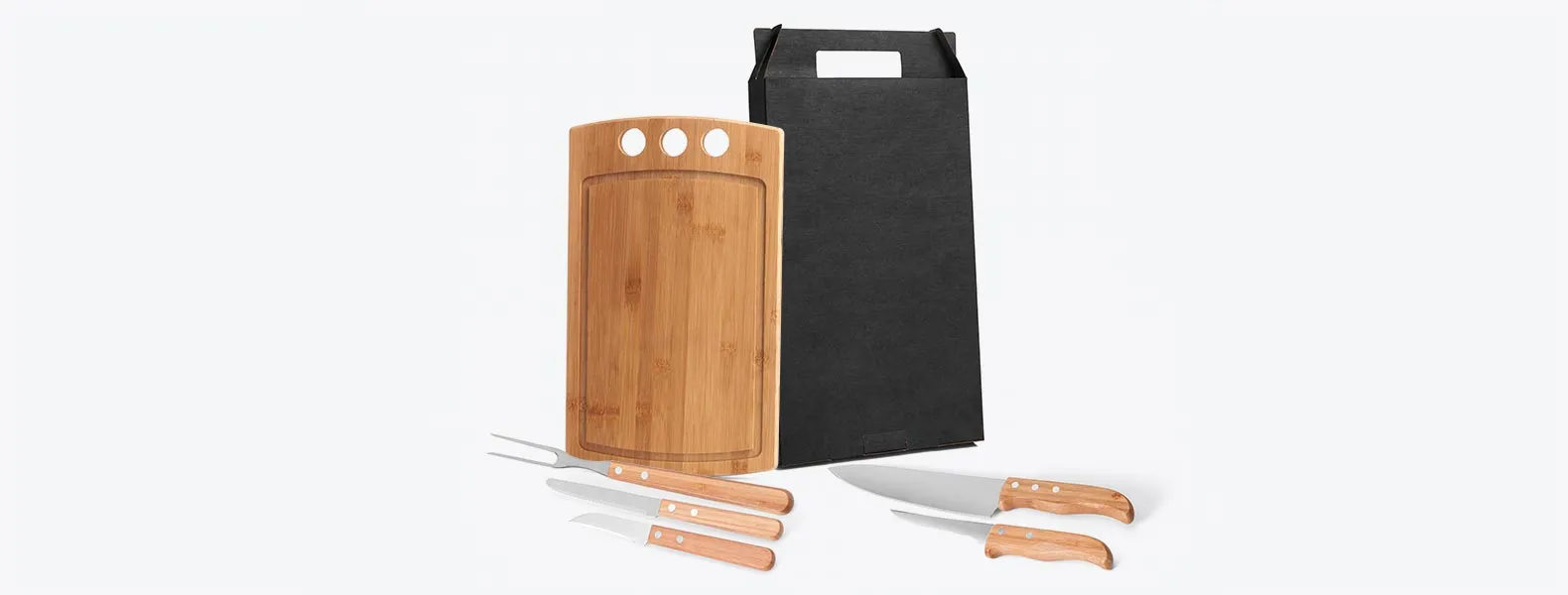 KIT PARA CHURRASCO / COZINHA EM BAMBU / INOX CALIFORNIA