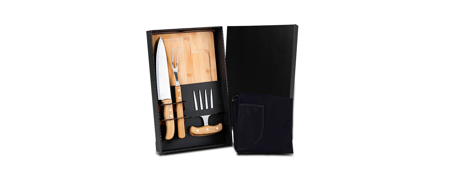 KIT PARA CHURRASCO EM BAMBU COM GARFO 4 DENTES - 5 PÇS