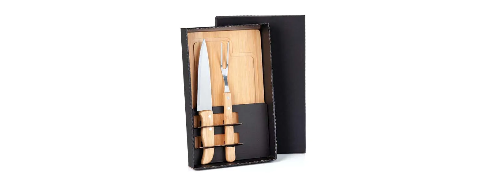 KIT PARA CHURRASCO EM BAMBU COM TÁBUA 32CM