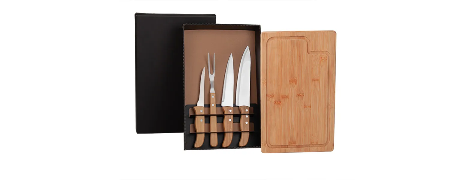 KIT PARA CHURRASCO EM BAMBU/INOX 