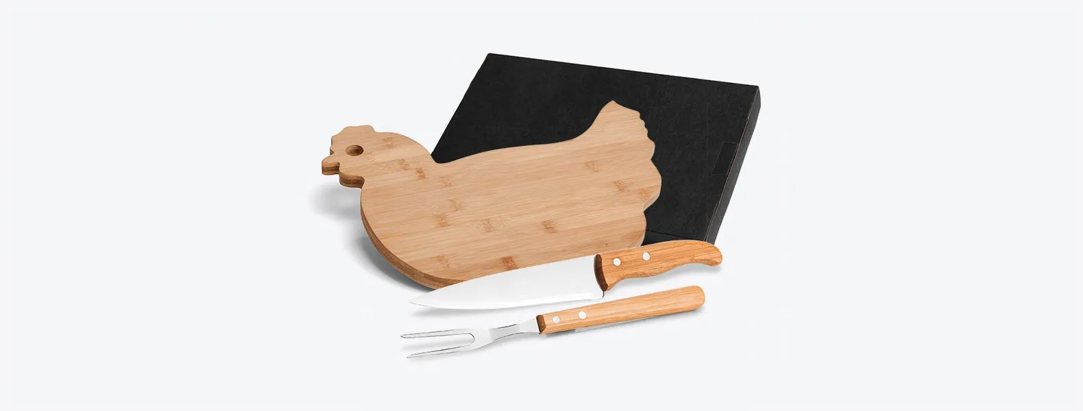 KIT PARA COZINHA TÁBUA FORMATO DE GALINHA - 3 PÇS